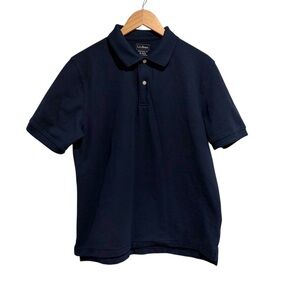L.L. Bean Men's Navy Polo Short Sleeve Shirt Size Medium 100% Cotton
